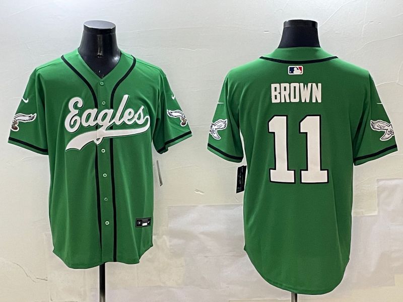 Men Philadelphia Eagles #11 Brown Green three generations Jointly Name 2025 Nike Limited NFL Jersey style 5